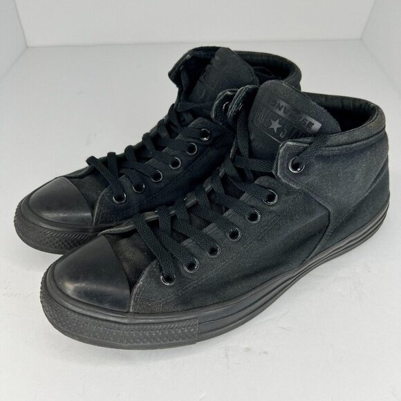 Converse Unisex 149423 Triple Black Chuck Taylor Street Hi Size 10M 12W Sneakers - Picture 1 of 9